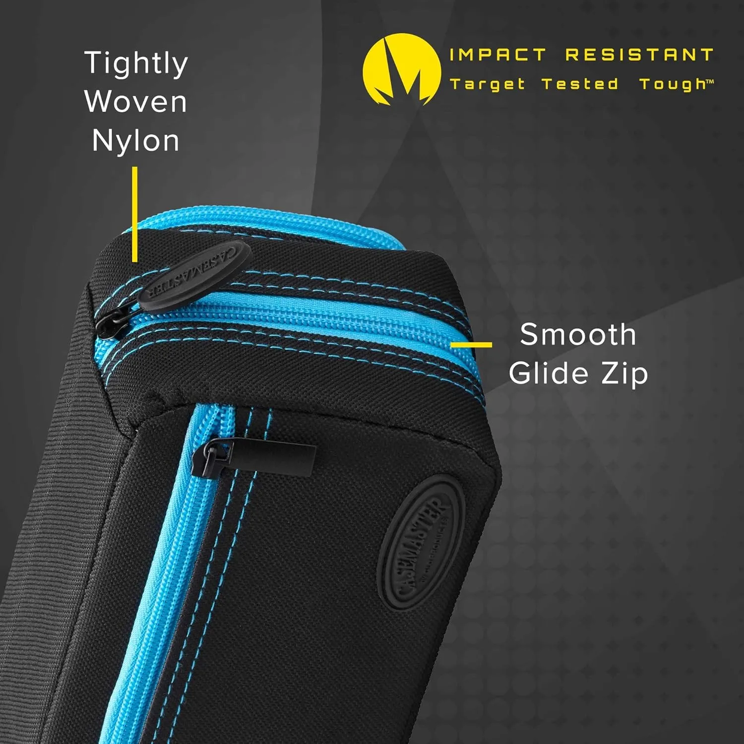 Casemaster Plazma Pro, 6 Dart Case for Soft and Steel Tip Darts, Features Large Front Mobile Device Pocket, Built-In Storage Tubes and Pockets for Flights, Tips, Shafts, and Personal Items