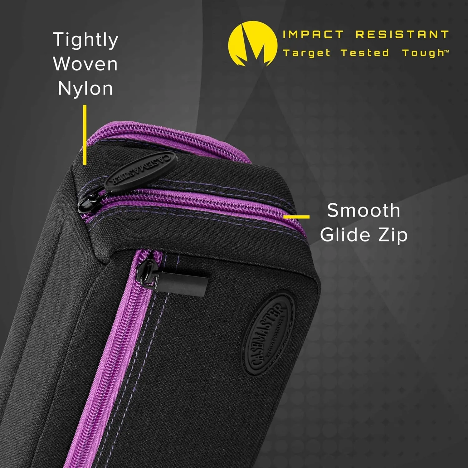 Casemaster Plazma Pro, 6 Dart Case for Soft and Steel Tip Darts, Features Large Front Mobile Device Pocket, Built-In Storage Tubes and Pockets for Flights, Tips, Shafts, and Personal Items