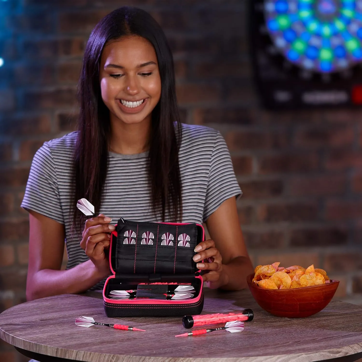 Casemaster Plazma Pro, 6 Dart Case for Soft and Steel Tip Darts, Features Large Front Mobile Device Pocket, Built-In Storage Tubes and Pockets for Flights, Tips, Shafts, and Personal Items