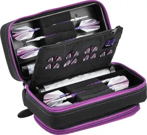 Casemaster Plazma Pro, 6 Dart Case for Soft and Steel Tip Darts, Features Large Front Mobile Device Pocket, Built-In Storage Tubes and Pockets for Flights, Tips, Shafts, and Personal Items