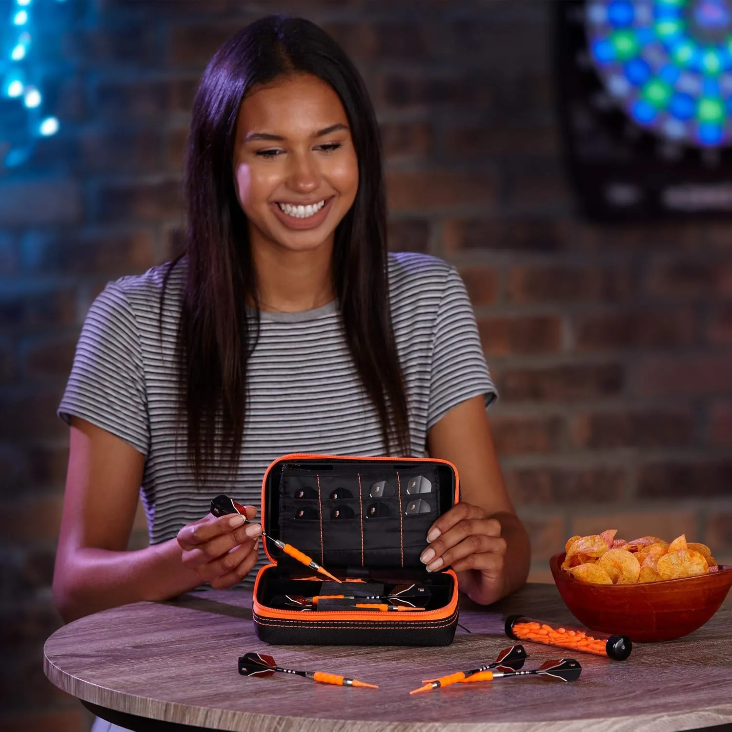 Casemaster Plazma Pro, 6 Dart Case for Soft and Steel Tip Darts, Features Large Front Mobile Device Pocket, Built-In Storage Tubes and Pockets for Flights, Tips, Shafts, and Personal Items