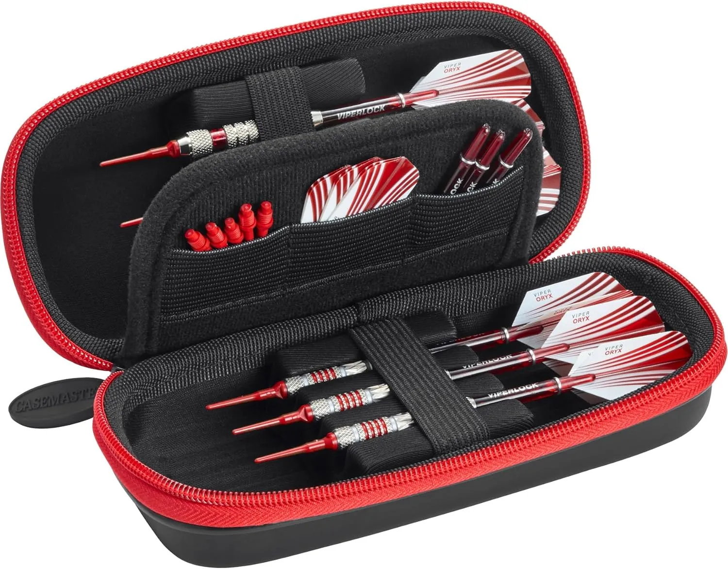 Casemaster Sentry Dart Case Slim EVA Shell for Steel and Soft Tip Darts, Hold 6 Darts and Features Built-in Storage for Flights, Tips and Shafts