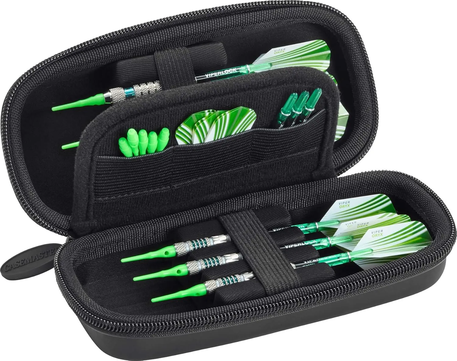 Casemaster Sentry Dart Case Slim EVA Shell for Steel and Soft Tip Darts, Hold 6 Darts and Features Built-in Storage for Flights, Tips and Shafts