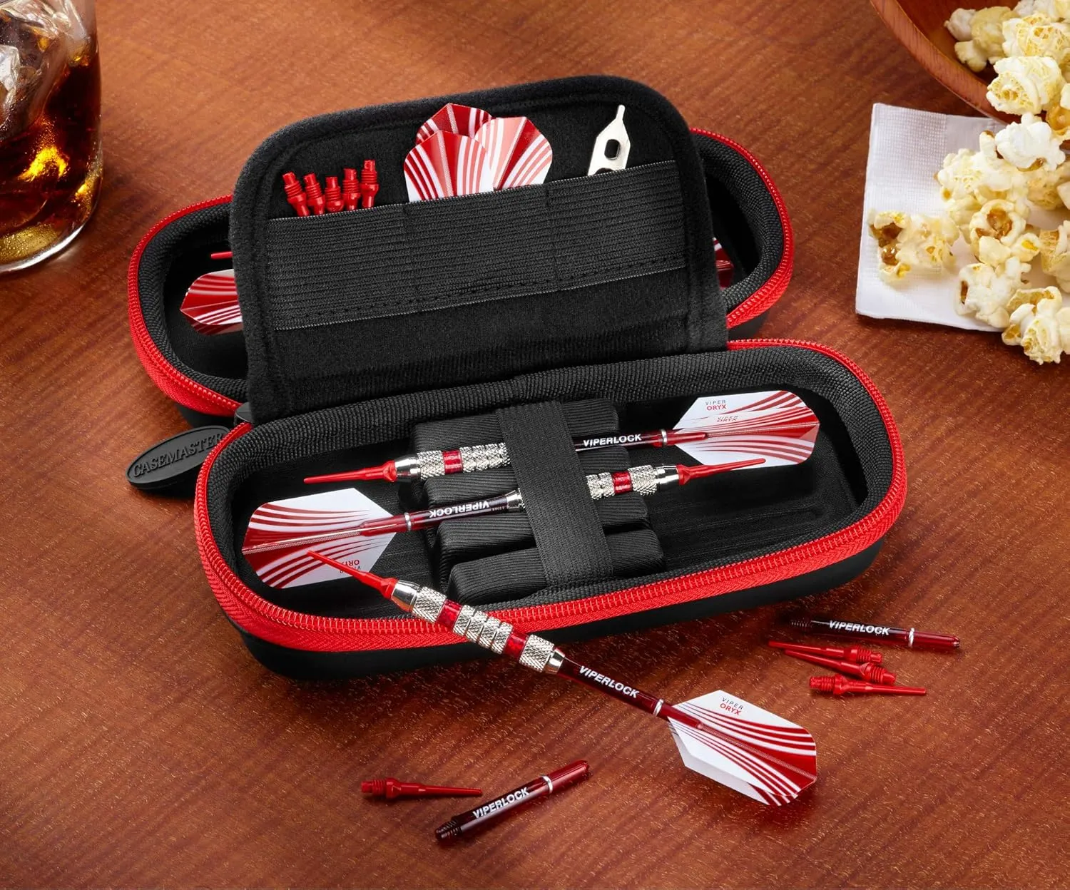 Casemaster Sentry Dart Case Slim EVA Shell for Steel and Soft Tip Darts, Hold 6 Darts and Features Built-in Storage for Flights, Tips and Shafts