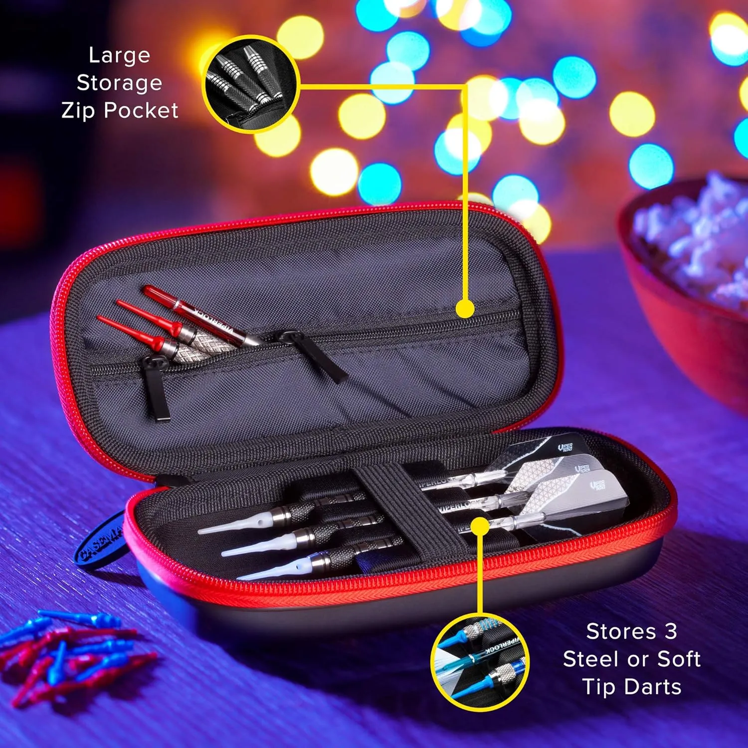 Casemaster Warden Dart Case for Steel and Soft Tip Darts, with a Tough EVA Foam Outer Shell for Maximum Toughness and Durability, Holds 3 Darts