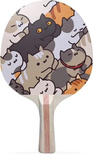 Cats Pattern Colorful Design Ping Pong Paddle, Premium 5 Ply Table Tennis Racket (Black on Back)