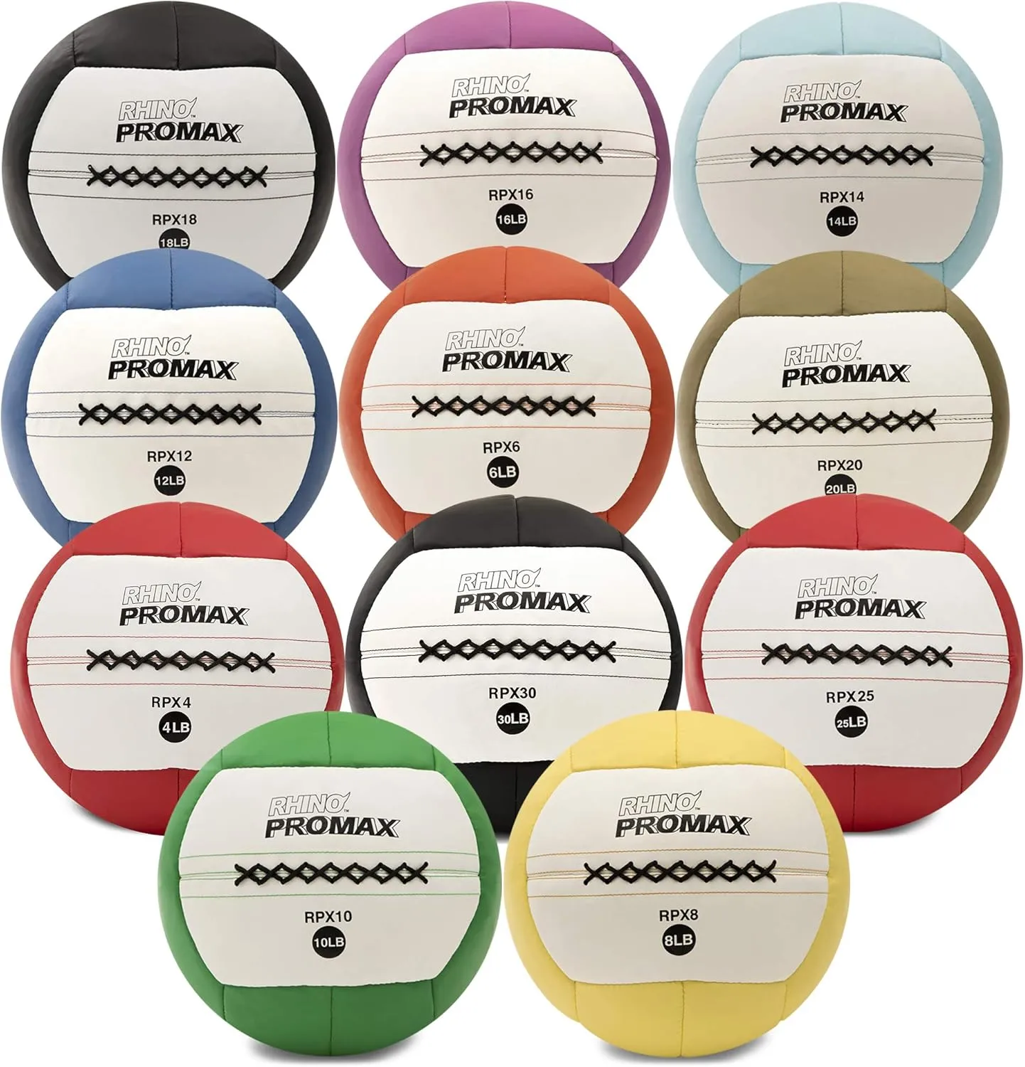 Champion Sports Rhino Promax Slam Balls, 10 lb, Soft Shell with Non-Slip Grip, Medicine Wall Exercise Ball for Weightlifting, Plyometrics, Cross Training, & Home Gym Fitness