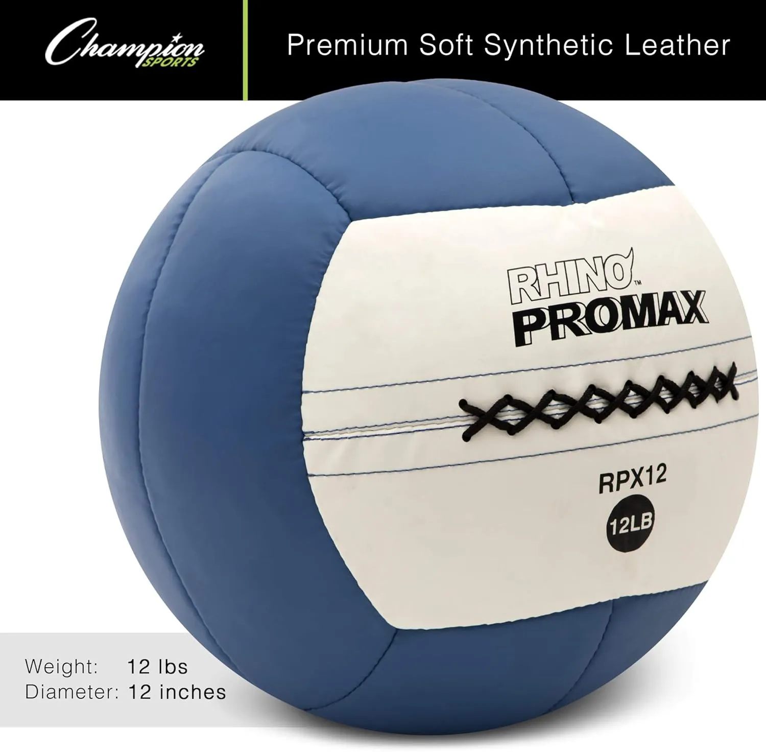 Champion Sports Rhino Promax Slam Balls, 10 lb, Soft Shell with Non-Slip Grip, Medicine Wall Exercise Ball for Weightlifting, Plyometrics, Cross Training, & Home Gym Fitness