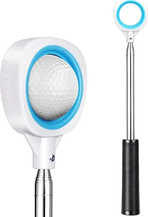 CHAMPKEY Two-Sided 6Ft / 9Ft / 12Ft / 14.5Ft Golf Ball Retriever Lite Version - Premium Stainless Steel Telescopic Golf Ball Picker