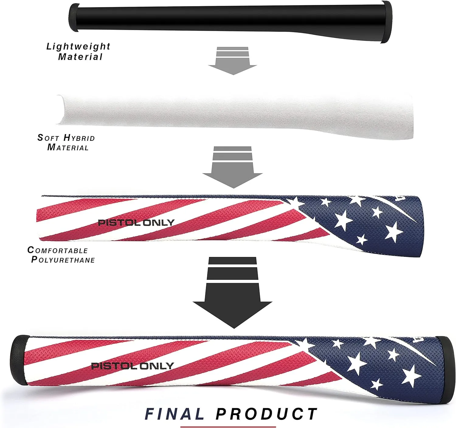 CHAMPKEY USA Pistol Golf Putter Grip | Comfortable Polyurethane and Lightweight Putter Grips