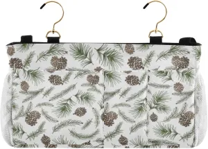 Christmas Tree Green Branches Pine Cone Fir Spruce Iron Frame Bedside Hanging Bag Magazine Holders Bedside Bag With Hooks for Dorm Bed Bunk Bed 14.2 x 4.9 x 7.9 inch
