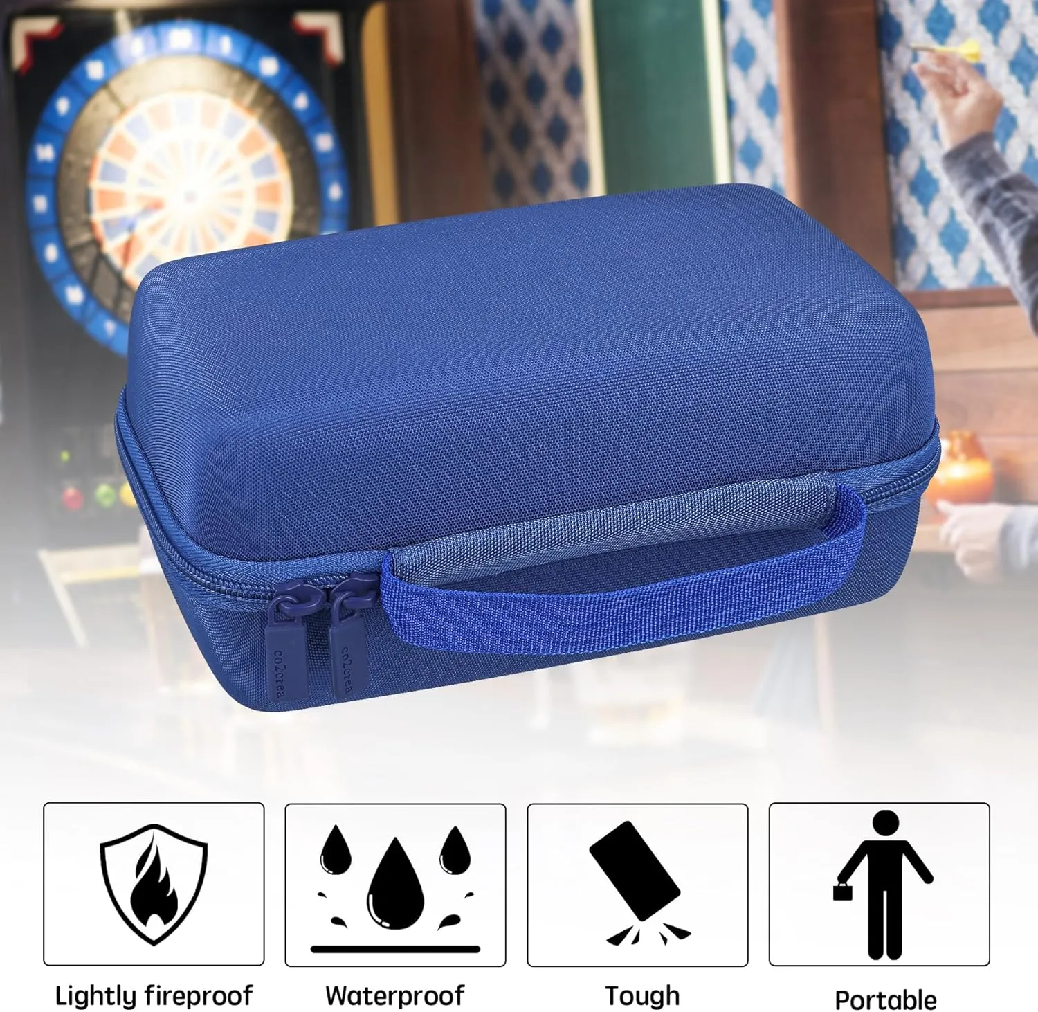 co2CREA Hard Case Compatible with Steel Tip or Soft Tip Darts, Holds Darts and Extra Accessories, Built-in Storage Tubes and Pockets for Flights, Tips, Shafts