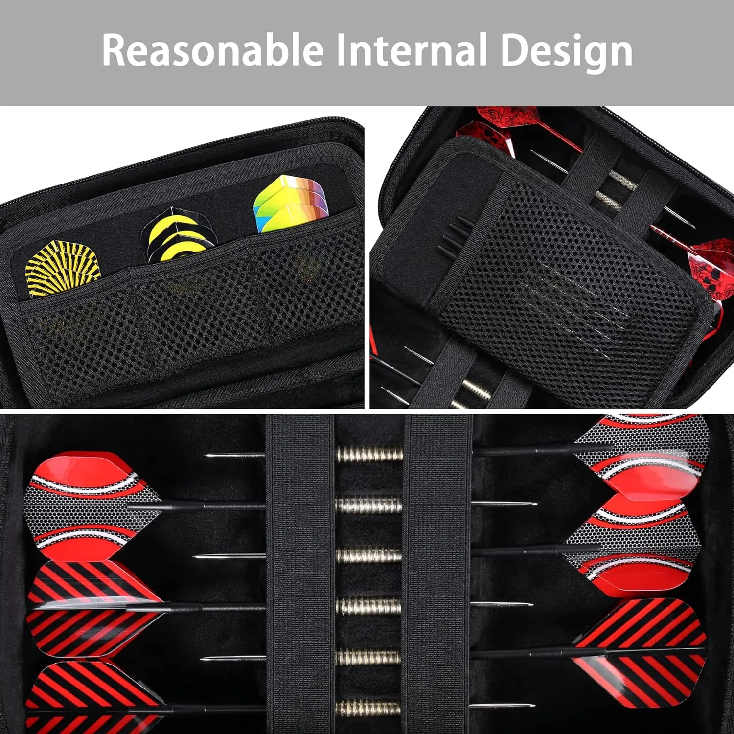 co2CREA Hard Case Compatible with Steel Tip or Soft Tip Darts, Holds Darts and Extra Accessories, Built-in Storage Tubes and Pockets for Flights, Tips, Shafts