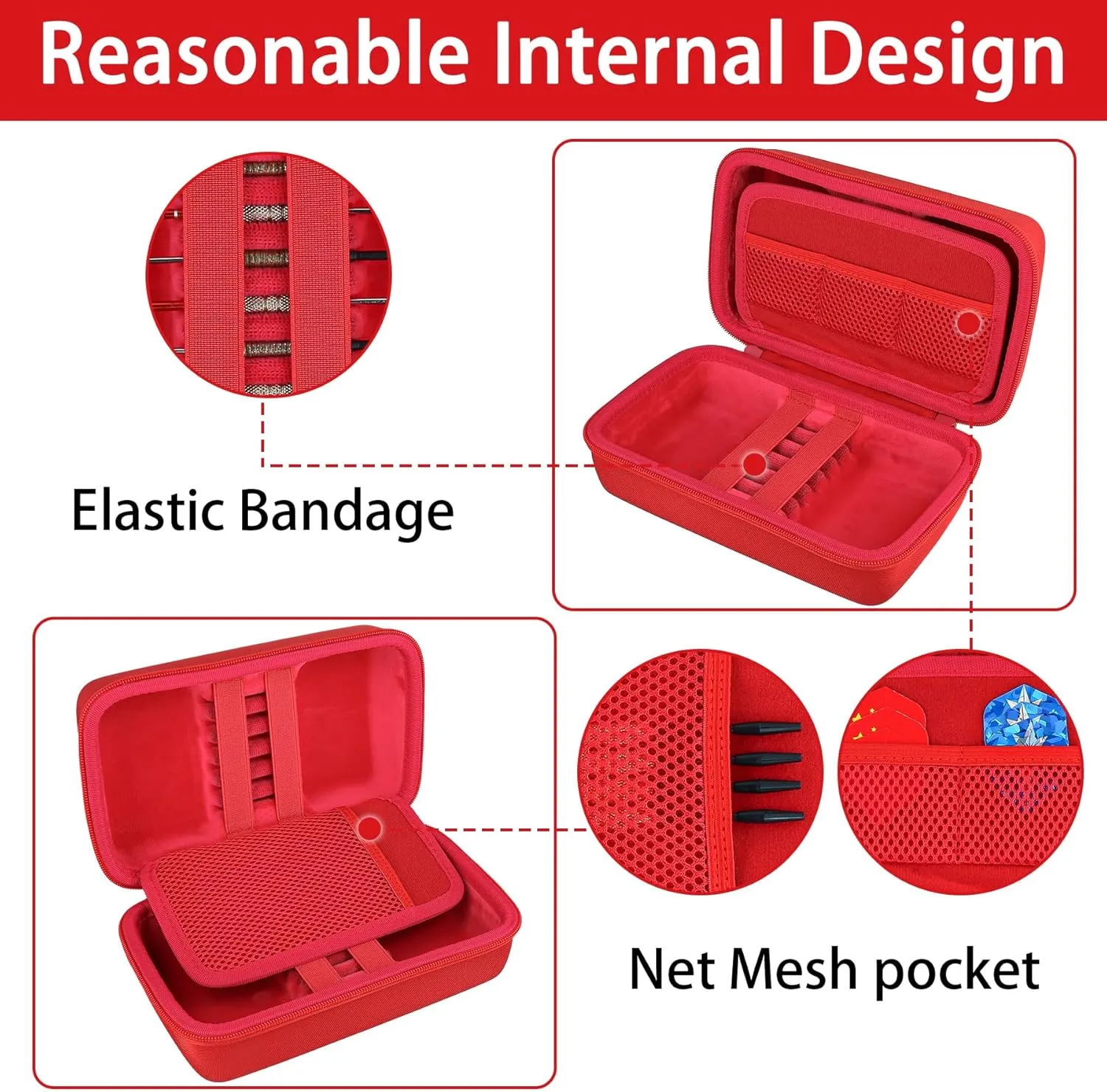 co2CREA Hard Case Compatible with Steel Tip or Soft Tip Darts, Holds Darts and Extra Accessories, Built-in Storage Tubes and Pockets for Flights, Tips, Shafts