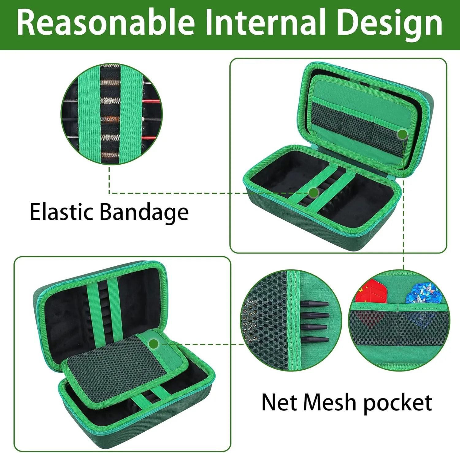 co2CREA Hard Case Compatible with Steel Tip or Soft Tip Darts, Holds Darts and Extra Accessories, Built-in Storage Tubes and Pockets for Flights, Tips, Shafts