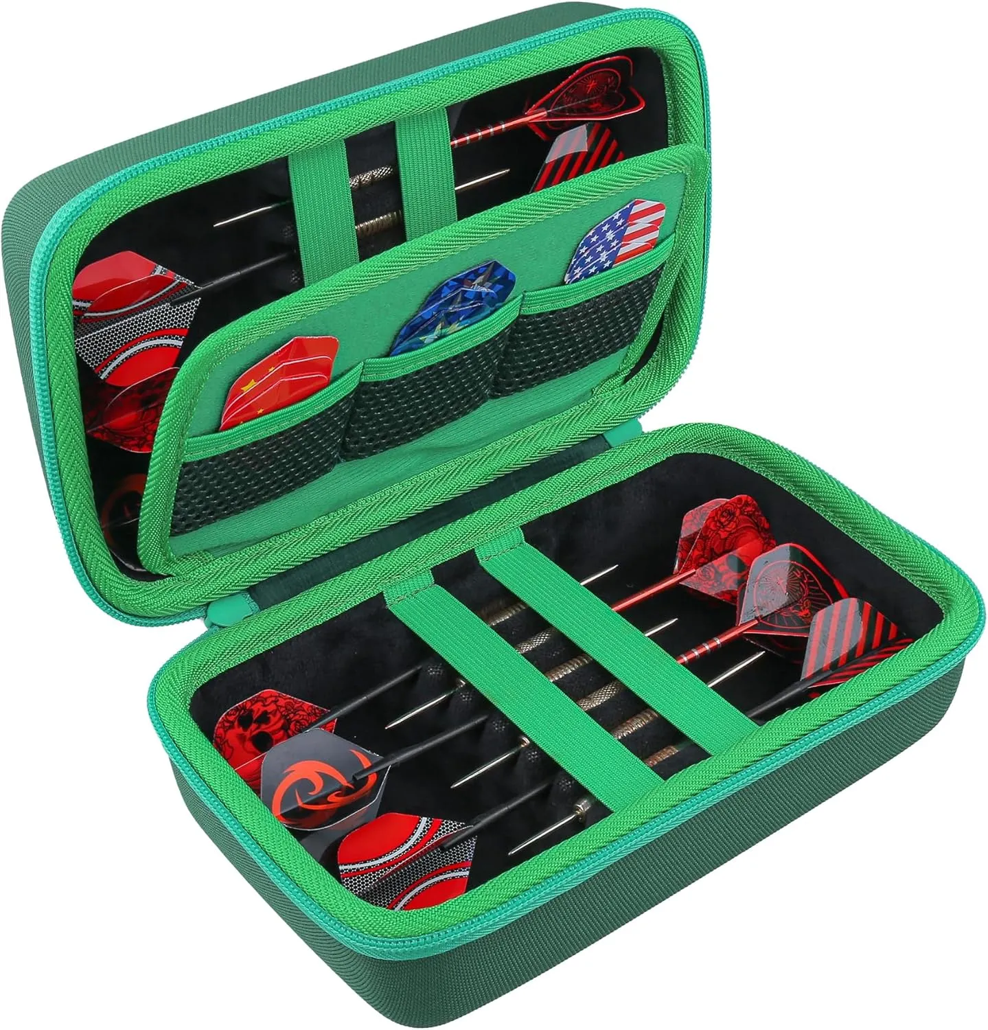 co2CREA Hard Case Compatible with Steel Tip or Soft Tip Darts, Holds Darts and Extra Accessories, Built-in Storage Tubes and Pockets for Flights, Tips, Shafts