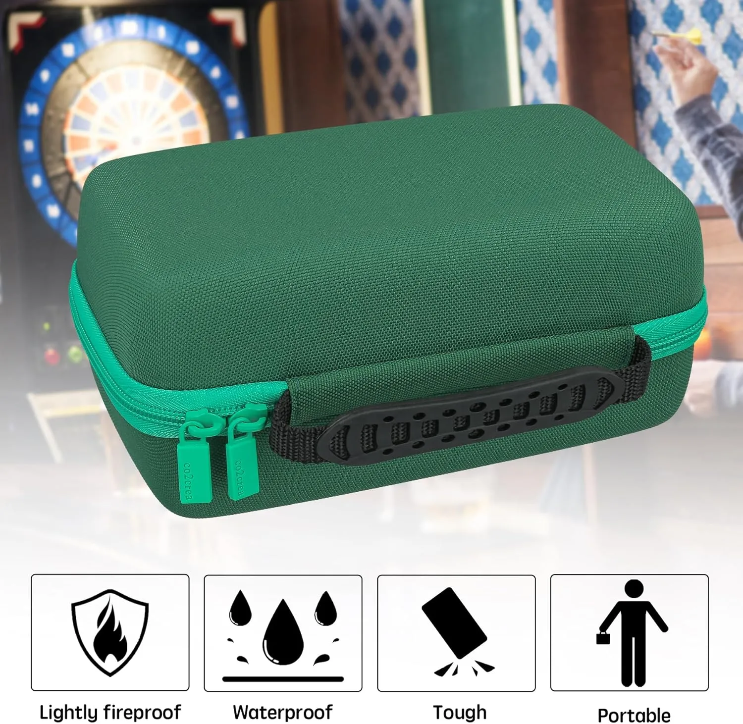 co2CREA Hard Case Compatible with Steel Tip or Soft Tip Darts, Holds Darts and Extra Accessories, Built-in Storage Tubes and Pockets for Flights, Tips, Shafts
