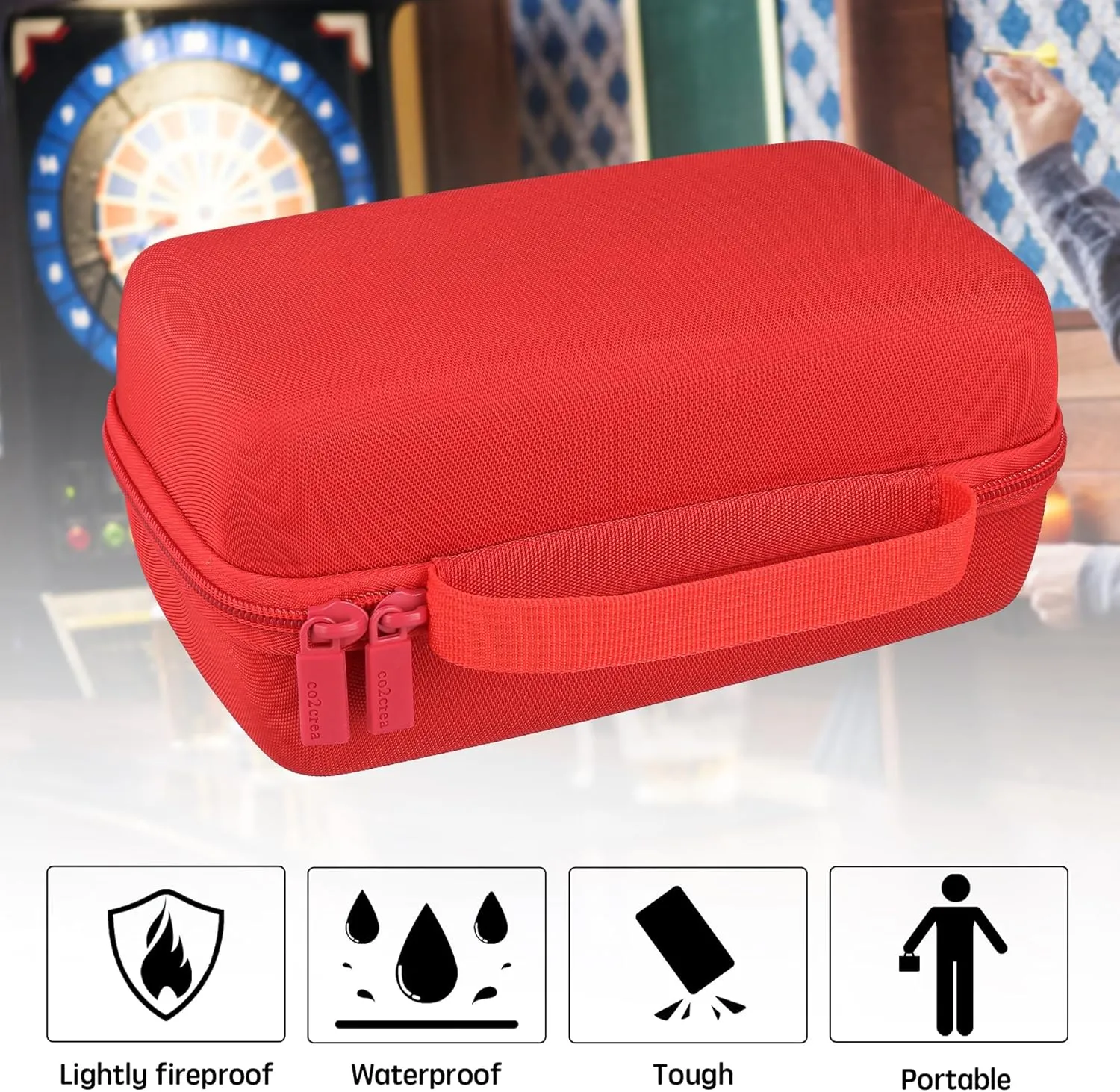 co2CREA Hard Case Compatible with Steel Tip or Soft Tip Darts, Holds Darts and Extra Accessories, Built-in Storage Tubes and Pockets for Flights, Tips, Shafts
