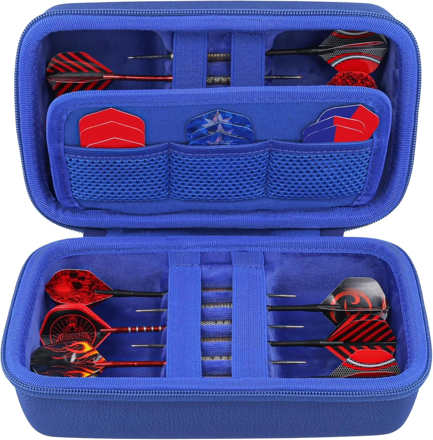 co2CREA Hard Case Compatible with Steel Tip or Soft Tip Darts, Holds Darts and Extra Accessories, Built-in Storage Tubes and Pockets for Flights, Tips, Shafts