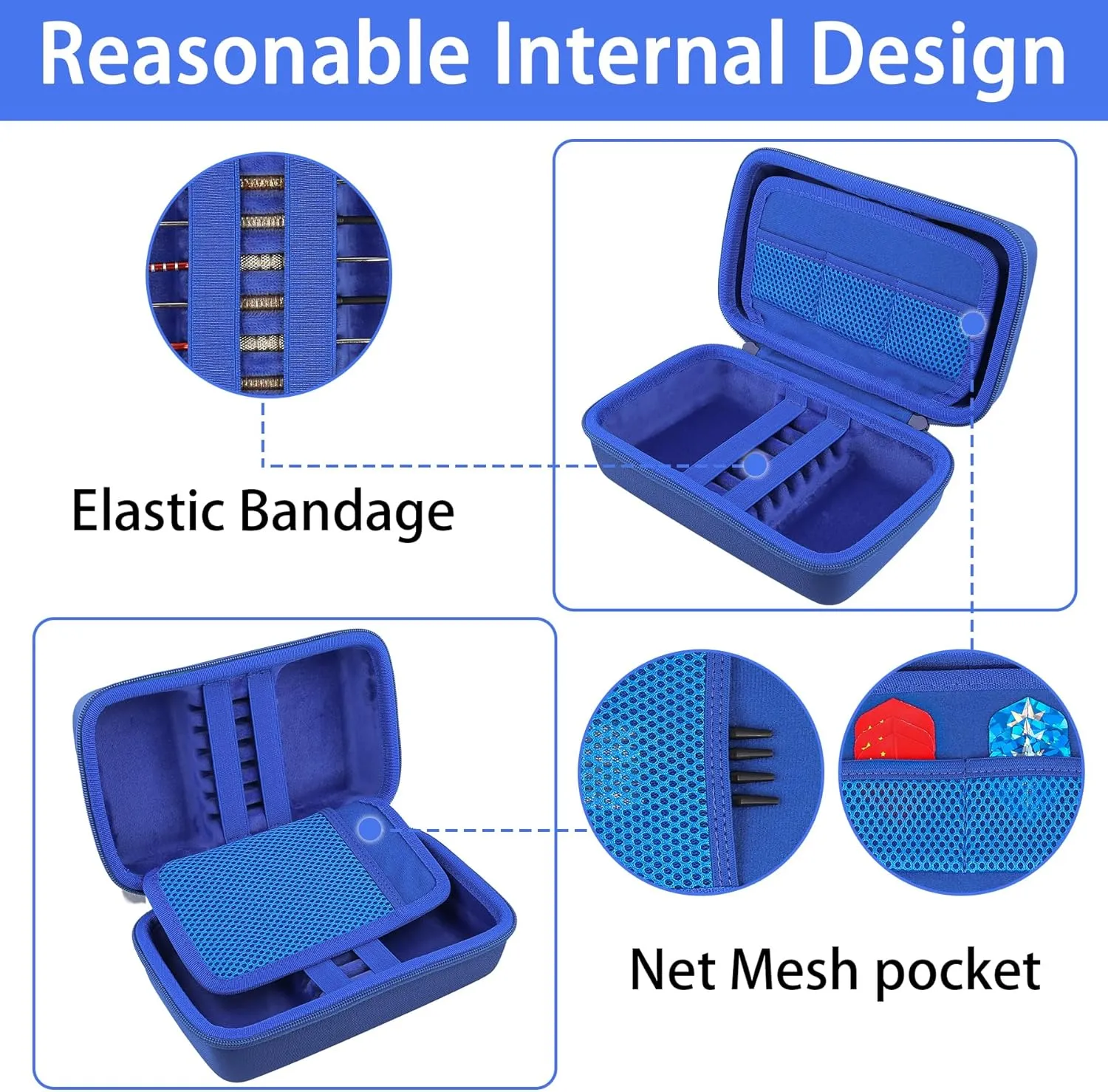 co2CREA Hard Case Compatible with Steel Tip or Soft Tip Darts, Holds Darts and Extra Accessories, Built-in Storage Tubes and Pockets for Flights, Tips, Shafts