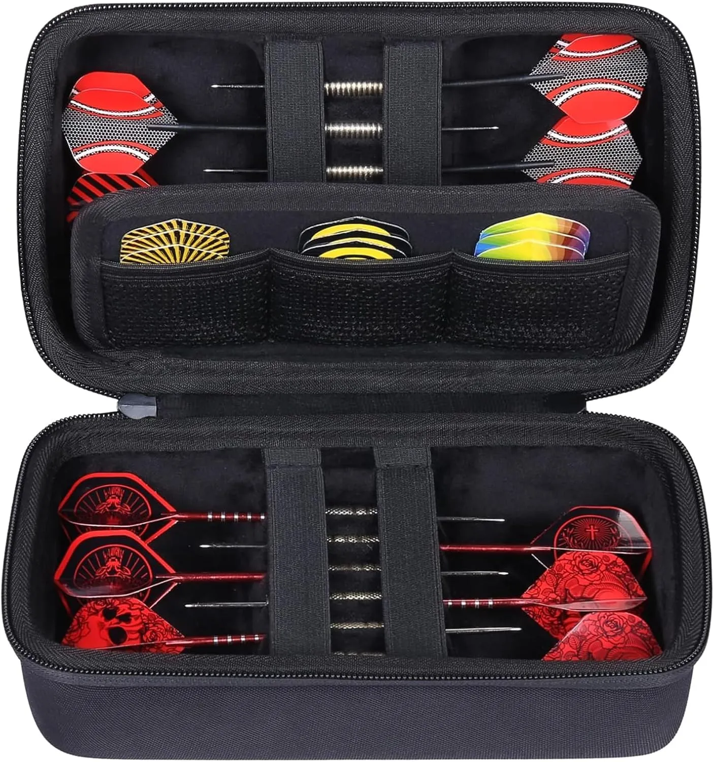 co2CREA Hard Case Compatible with Steel Tip or Soft Tip Darts, Holds Darts and Extra Accessories, Built-in Storage Tubes and Pockets for Flights, Tips, Shafts