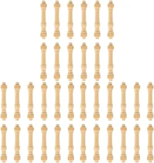 COHEALI 36 pcs Wooden Art Craft Decor Accessory DIY Spindles Unfinished Dollhouse Wood Handrails Layout Models Miniature Furniture for Mini Railing Adornment House Decors Furnitures