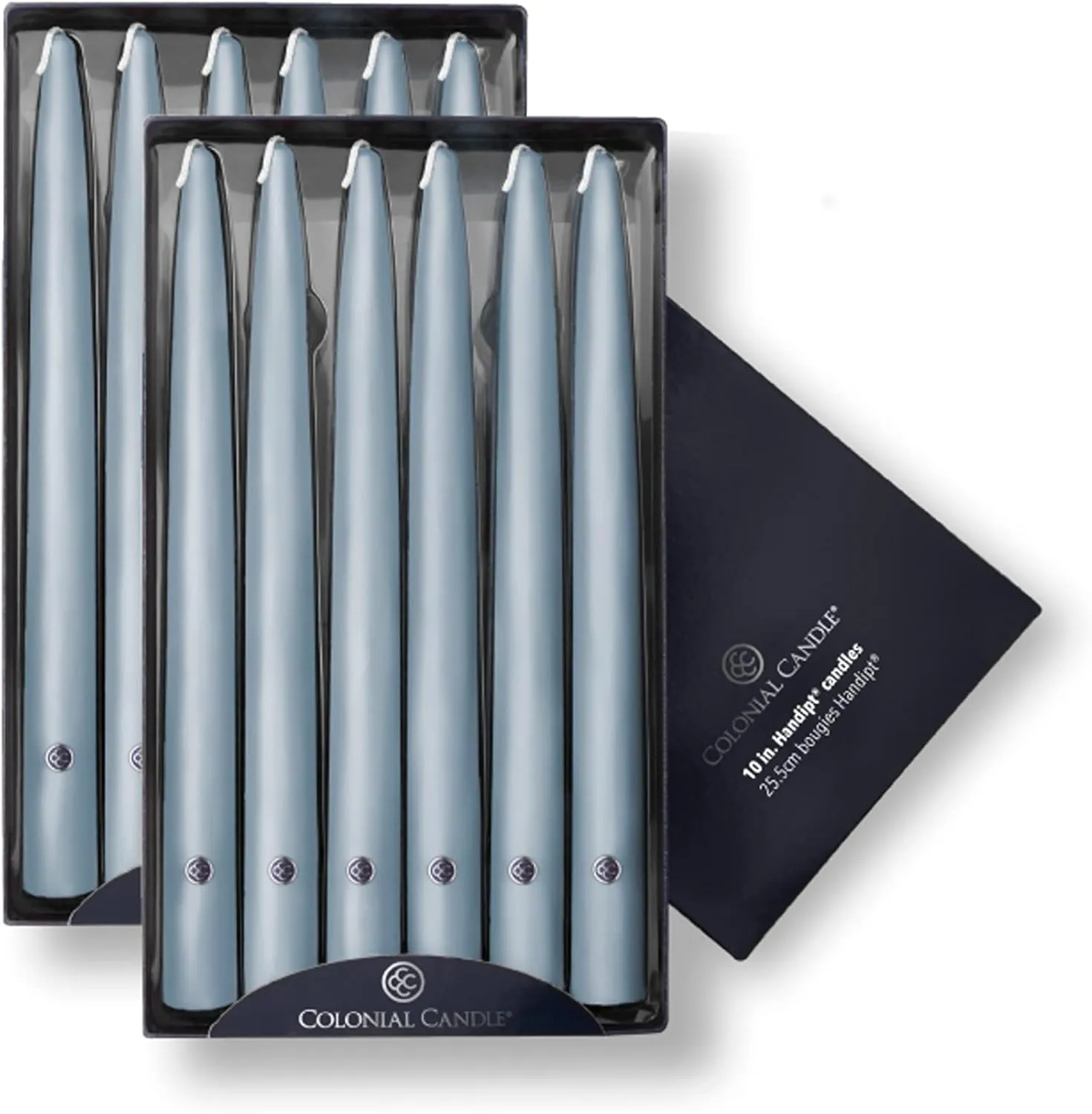 Colonial Candle Unscented Taper Candle, Handipt Collection, Wedgewood, 10 In, Pack of 12 - Up to 8 Hours Burn