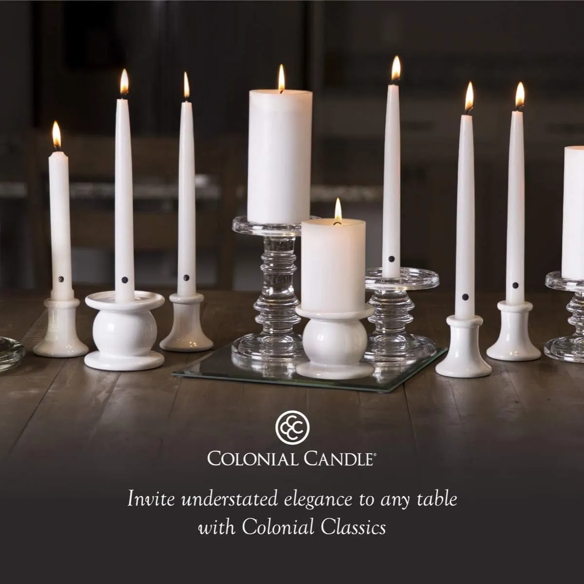 Colonial Candle Unscented Taper Candle, Handipt Collection, Wedgewood, 10 In, Pack of 12 - Up to 8 Hours Burn