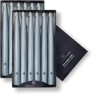 Colonial Candle Unscented Taper Candle, Handipt Collection, Wedgewood, 10 In, Pack of 12 - Up to 8 Hours Burn