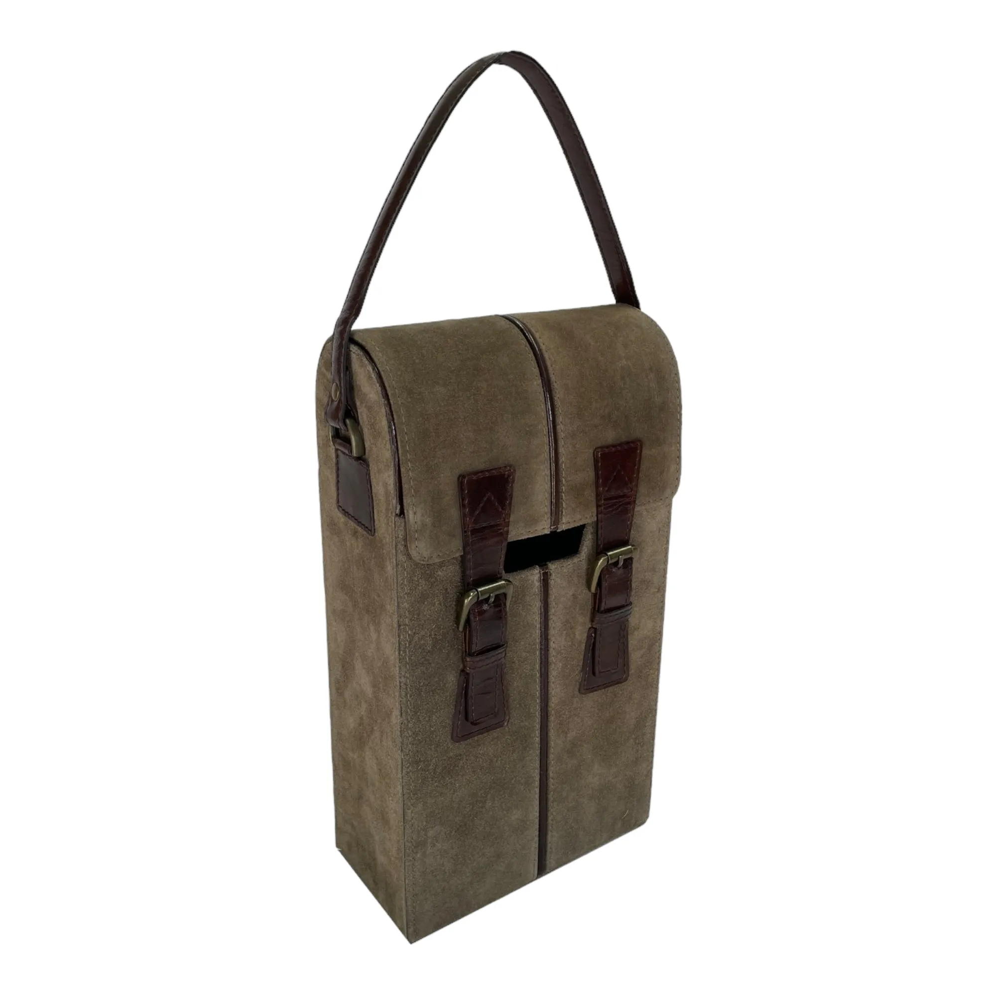 Colonial Style Double Wine Holder Leather Suede (7 Colors to Choose)