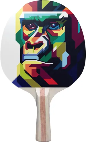 Colorful Gorilla Colorful Design Ping Pong Paddle, Premium 5 Ply Table Tennis Racket (Red on Back)