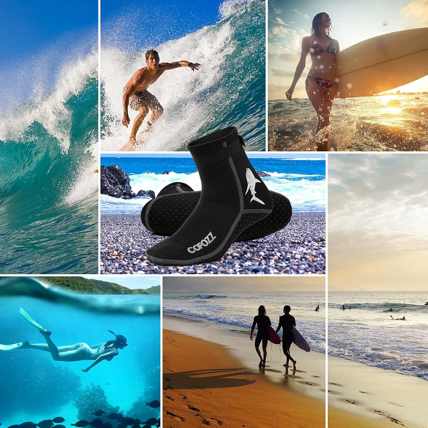 COPOZZ Diving Socks 3mm Neoprene Beach Water Socks-Anti Slip for Snorkel Swim Youth Men Women