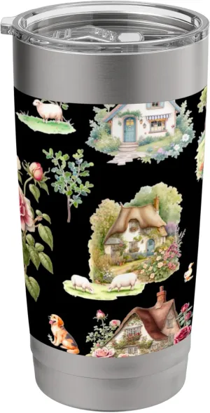 Countryside animals cottages nature pattern Stainless Steel Insulated Tumbler