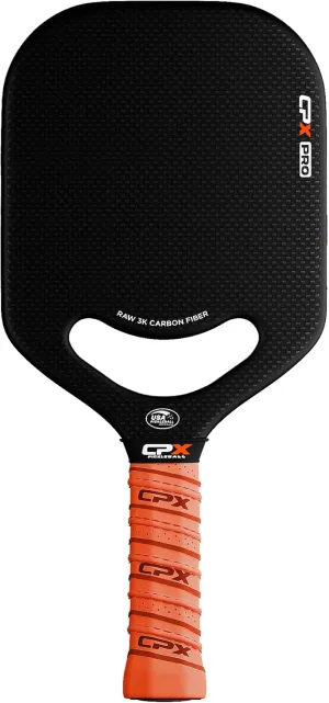 CPX Pro Carbon Fiber Pickleball Paddle - Professional Grade, Matte Finish, 19mm Honeycomb Core, Tennis Style Grip - Edgeless Paddle Designed in Chicago, USA