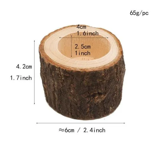 Creative Wooden Candlestick Candle Holder Plant Pot Tray Table Desktop