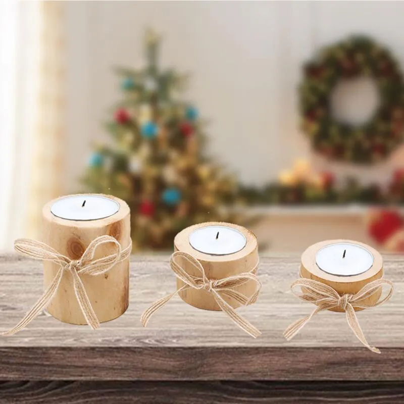 Creative Wooden Candlestick Candle Holder Plant Pot Tray Table Desktop