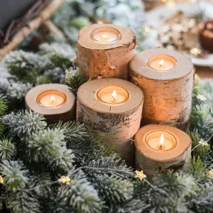 Creative Wooden Candlestick Candle Holder Plant Pot Tray Table Desktop