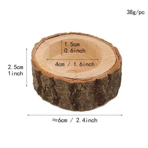 Creative Wooden Candlestick Candle Holder Plant Pot Tray Table Desktop