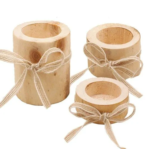 Creative Wooden Candlestick Candle Holder Plant Pot Tray Table Desktop
