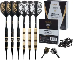 CUESOUL Jazz - Soft Tip Darts Set 19 Grams with 6pcs AK5 Plastic Integrated Flights & 36pcs Plastic Tips for Electronic Dart Board