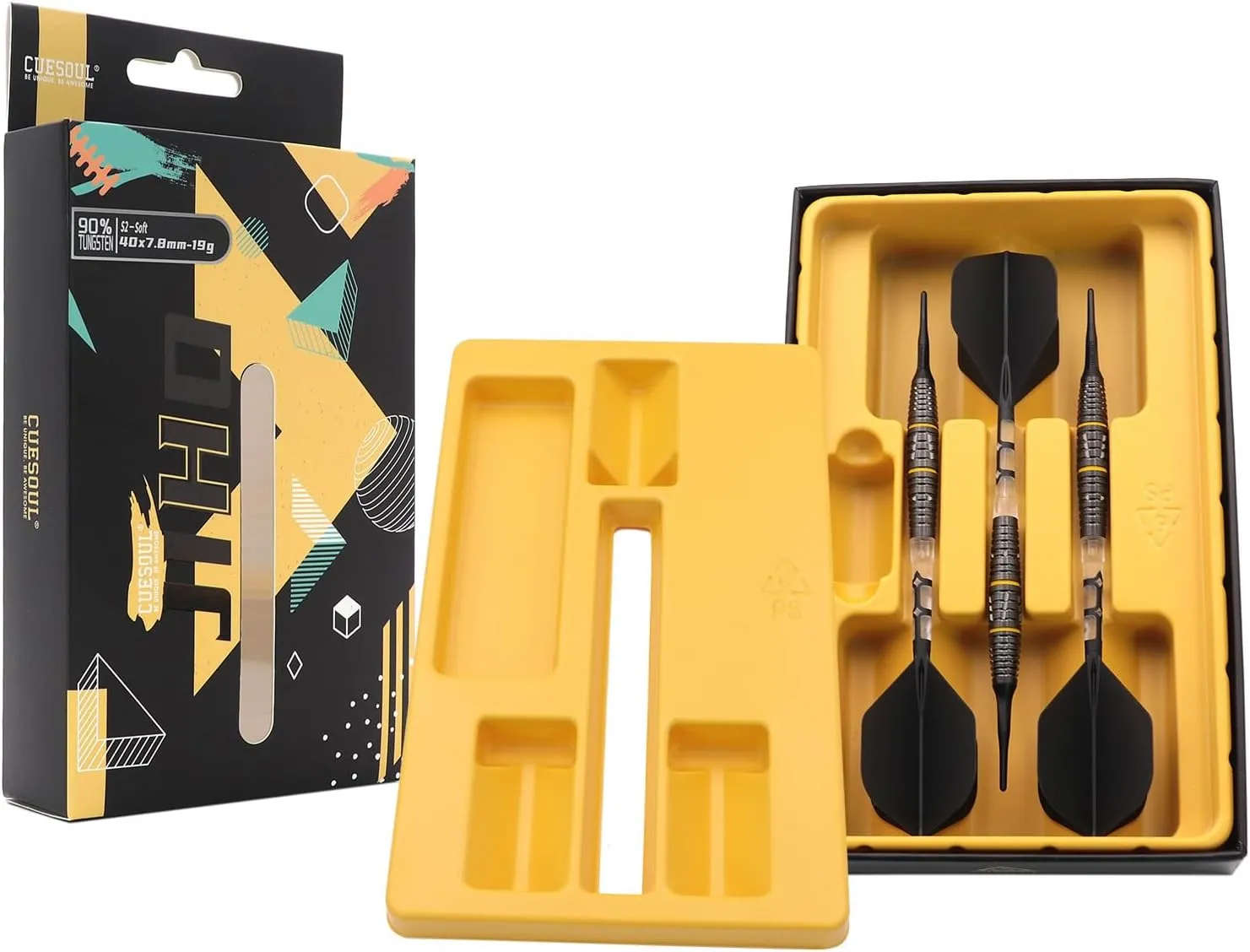 CUESOUL JIHO 18/19/20/21g Soft Tip Darts 90% Tungsten Dart Set with ROST T19 All in One Dart Flight