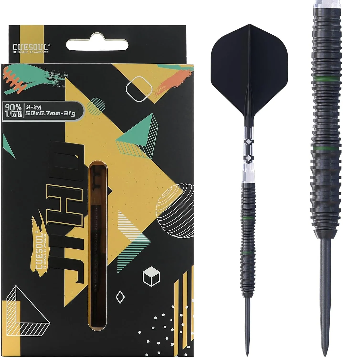 CUESOUL JIHO 21/22/23g Steel Tip 90% Tungsten Dart Set with ROST T19 Integrated Dart Shaft and Flight