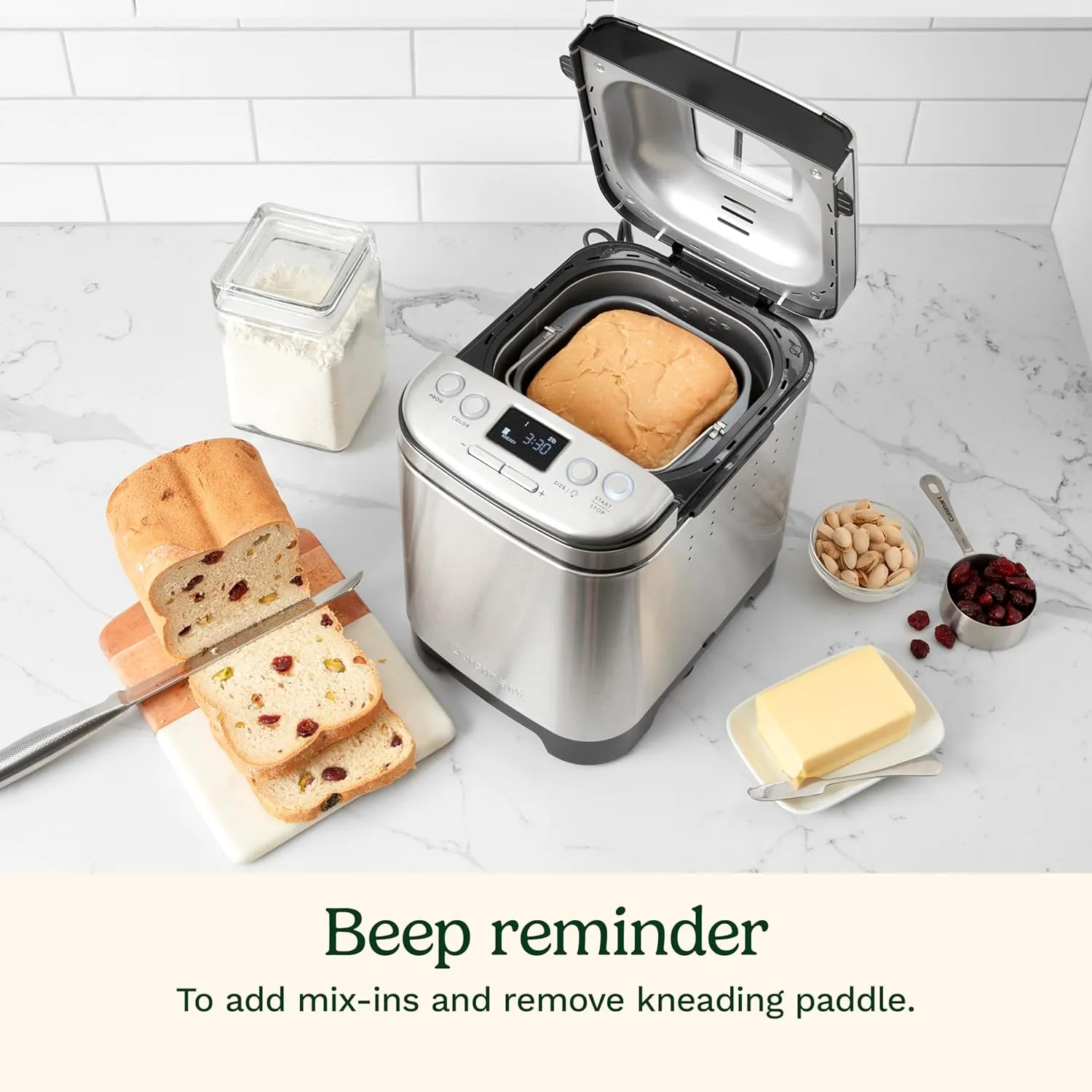 Cuisinart Bread Maker Machine, Compact and Automatic, Customizable Settings, Up to 2lb Loaves, CBK-110NAS