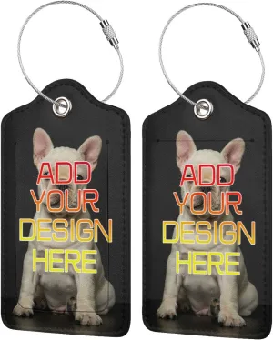Custom 2 Pack Luggage Tags for Travel PU Leather Luggage Tag Accessories Privacy Cover ID Label with Stainless Steel Loop for Travel Bag Suitcase for Women Men