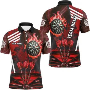 Customize Dart Shirts for Men, Dart Shirts, Fire Flame Dart Board & Beer Custom Skull, Custom Shirt, Team