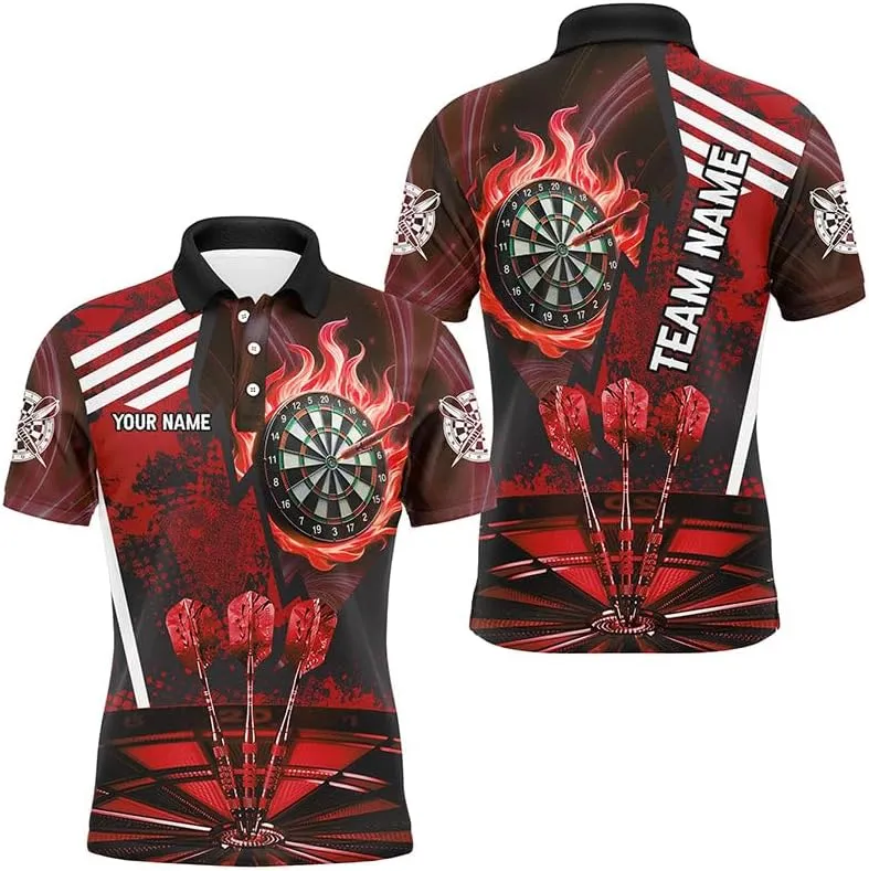 Customize Dart Shirts for Men, Dart Shirts, Fire Flame Dart Board & Beer Custom Skull, Custom Shirt, Team