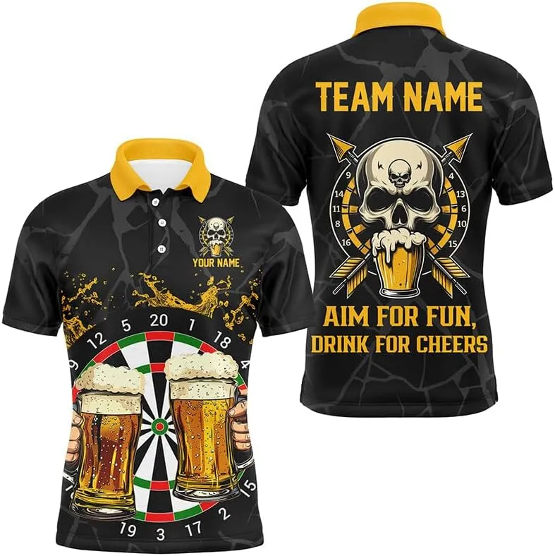 Customize Dart Shirts for Men, Dart Shirts, Funny Darts and Beer Aim for Fun Drink for Cheer, Dart Jersey