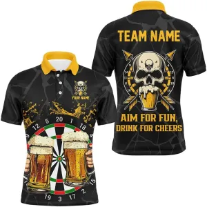 Customize Dart Shirts for Men, Dart Shirts, Funny Darts and Beer Aim for Fun Drink for Cheer, Dart Jersey