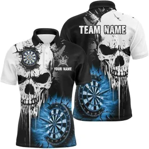 Customize Dart Shirts for Men, Dart Shirts, Grunge Skull Crack Wall Men, Custom Jersey, Dart Player Gifts