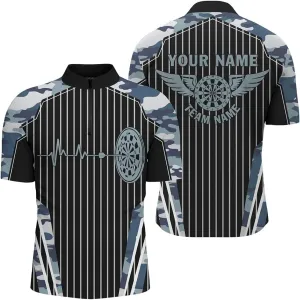Customized Dart Shirts, Dart Jersey, Dart Jerseys for Men, Lightning Smoke Fire Flame Turquoise, Quarter
